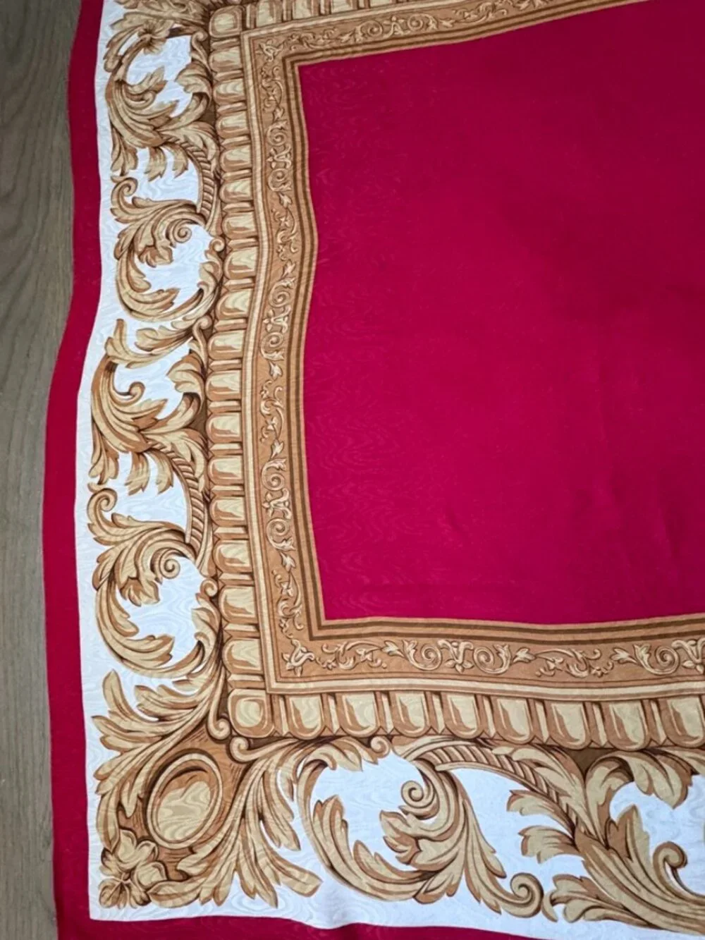Talbots Vintage Silk Square Scarf,(1980/90s),Red/Gold Baroque,Collector Interest - Picture 6 of 9